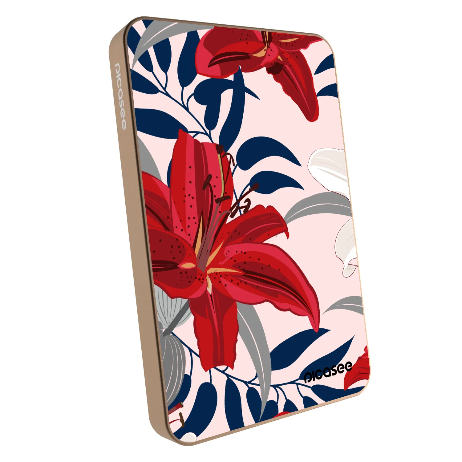 Picasee Powerbank z MagSafe 5 000 mAh Złoty - Red Lily