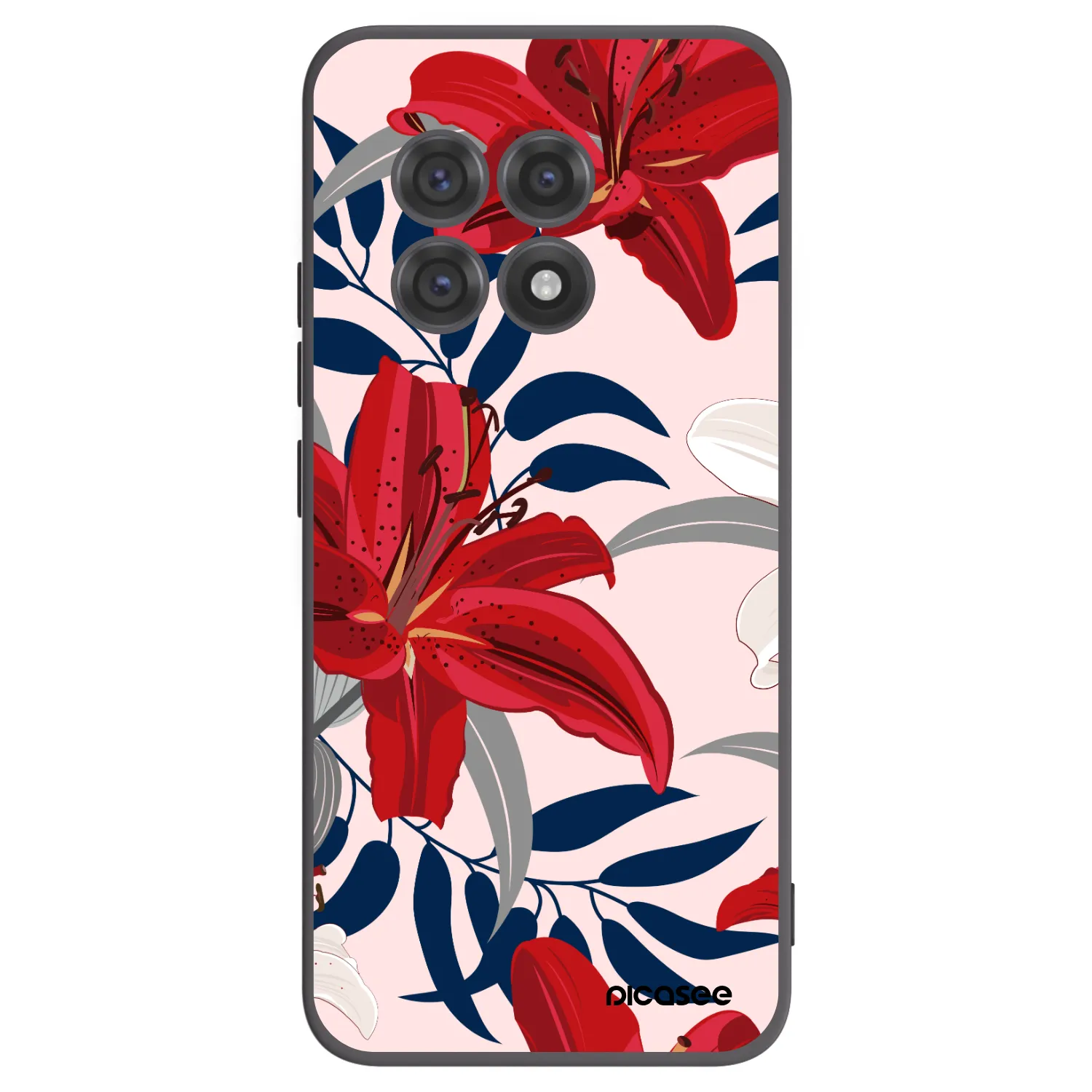 Picasee silikonowe czarne etui na OnePlus 13R 5G - Red Lily