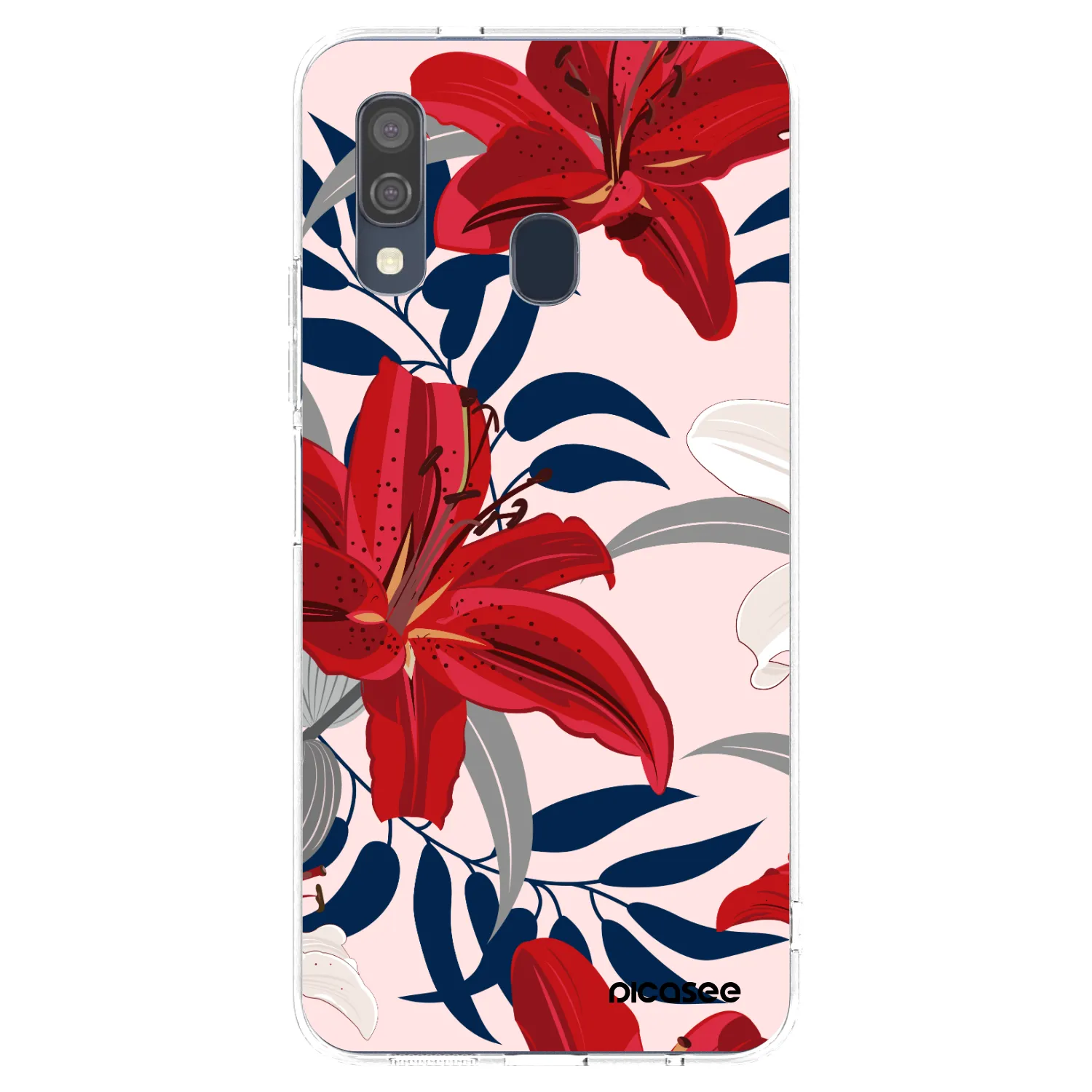 Picasee silikonowe przeźroczyste etui na Samsung Galaxy A40 A405F - Red Lily