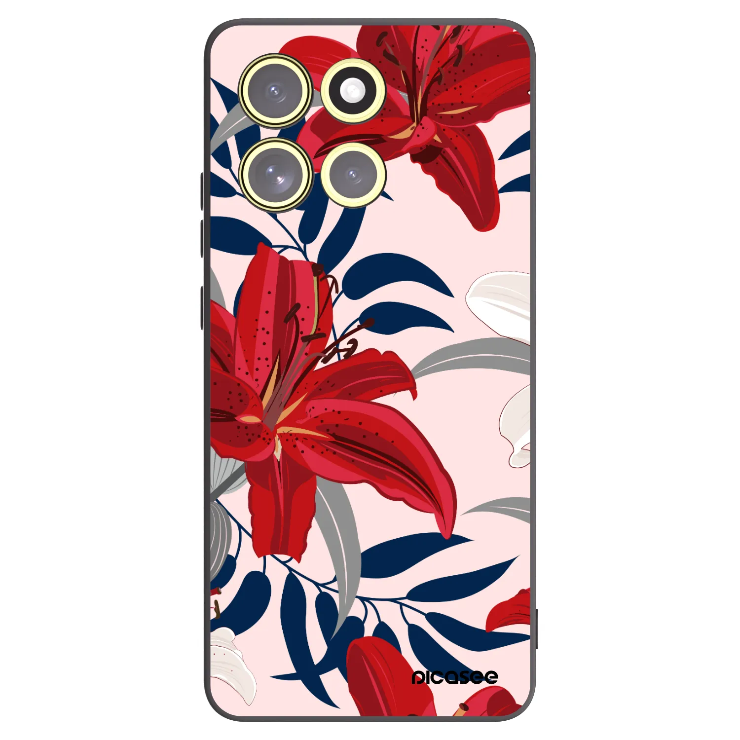 Picasee silikonowe czarne etui na Motorola Moto G86 5G - Red Lily