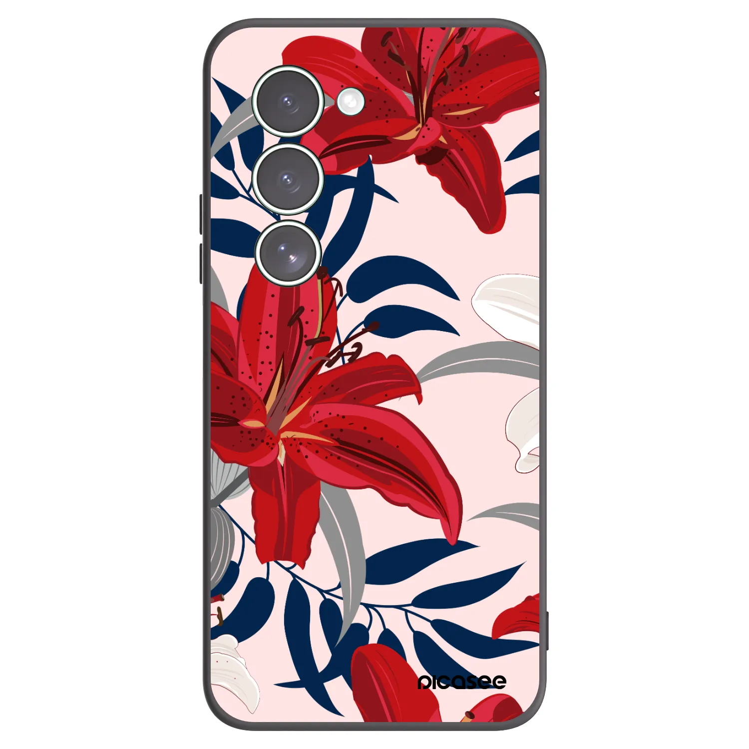 Picasee silikonowe czarne etui na Xiaomi Redmi 15 5G - Red Lily