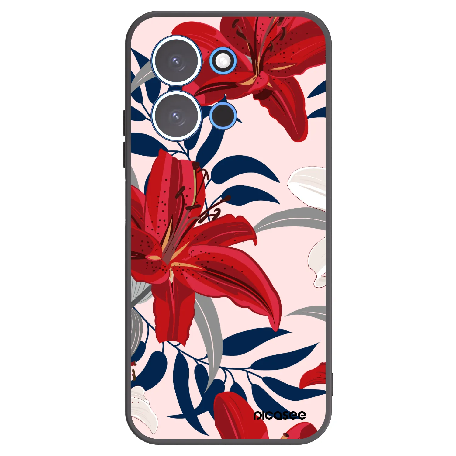 Picasee silikonowe czarne etui na Xiaomi Redmi 15C 4G - Red Lily