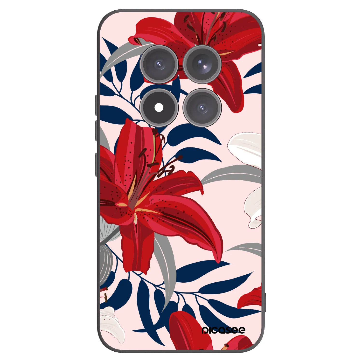 Picasee silikonowe czarne etui na Xiaomi Redmi Note 15 Pro+ - Red Lily