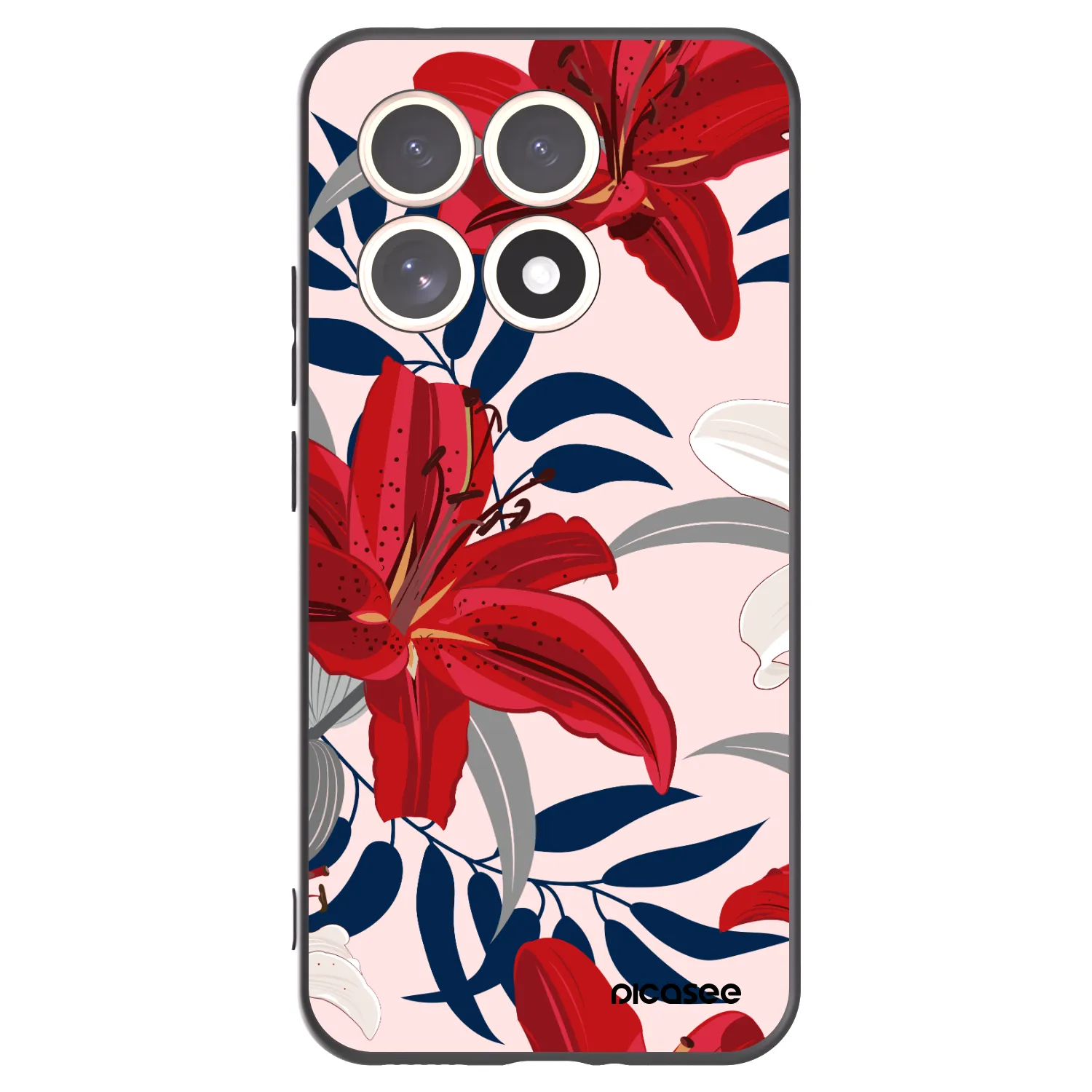 Picasee silikonowe czarne etui na Xiaomi 15T - Red Lily