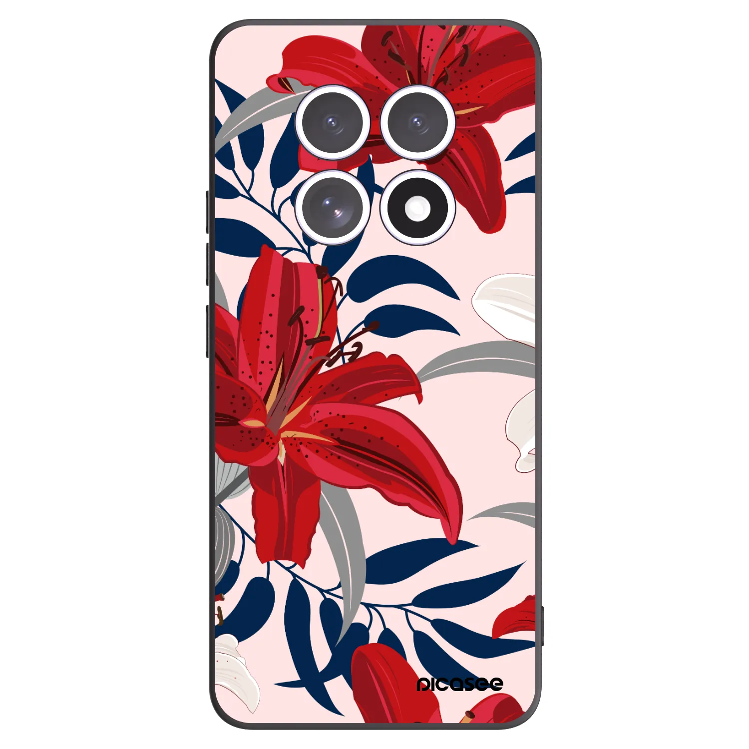 Picasee silikonowe czarne etui na Xiaomi Redmi Note 15 - Red Lily