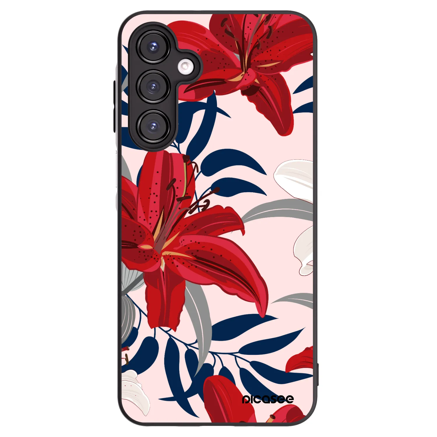Picasee silikonowe czarne etui na Samsung Galaxy A16 4G - Red Lily