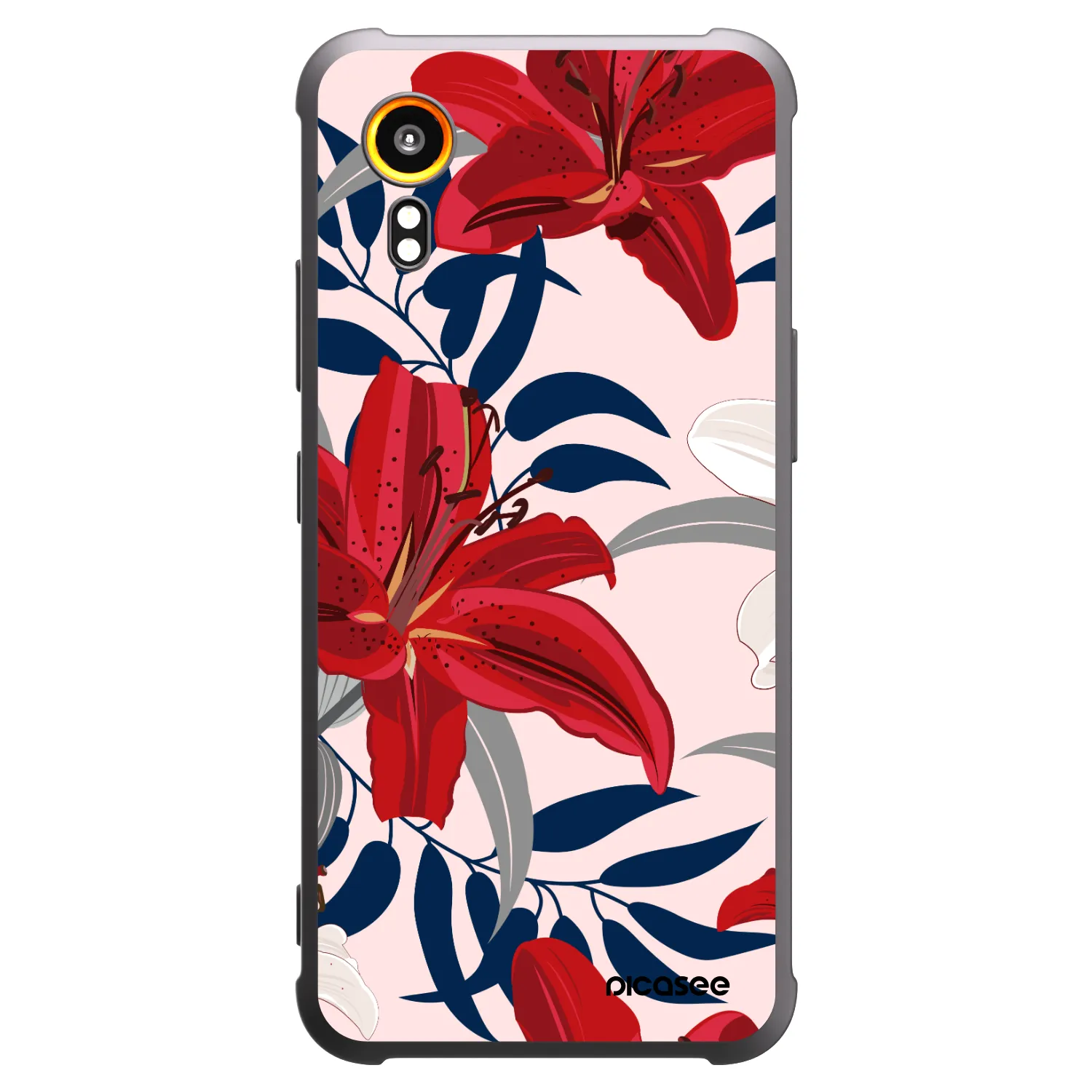 Picasee silikonowe czarne etui na Samsung Galaxy Xcover 7 - Red Lily