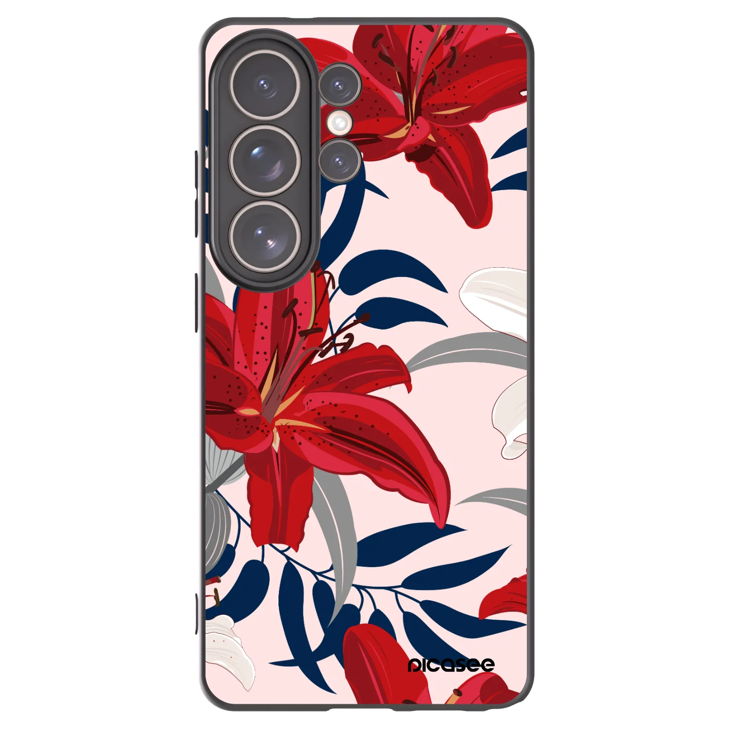 Picasee silikonowe czarne etui na Samsung Galaxy S26 Ultra - Red Lily