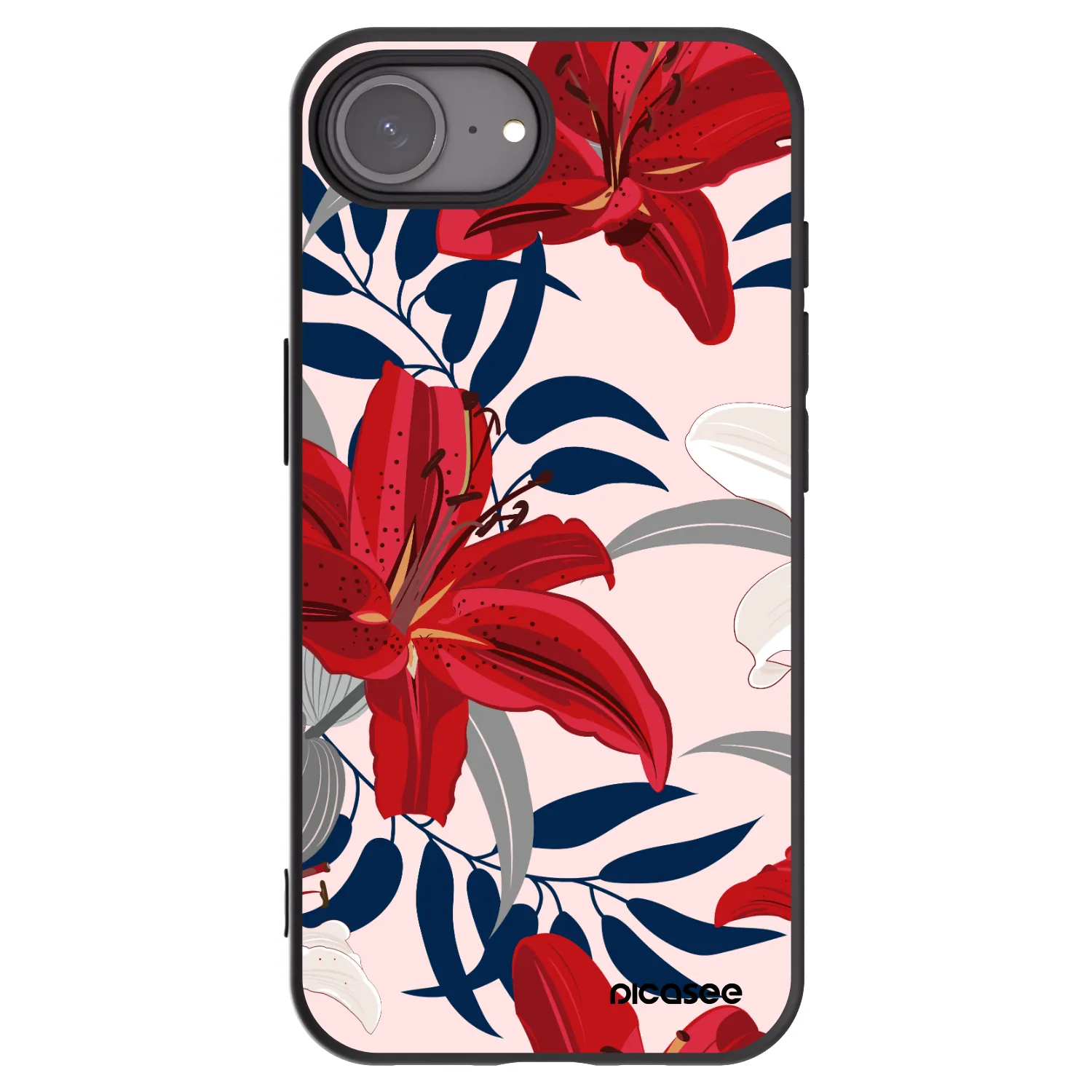 Picasee silikonowe czarne etui na Apple iPhone 17e - Red Lily