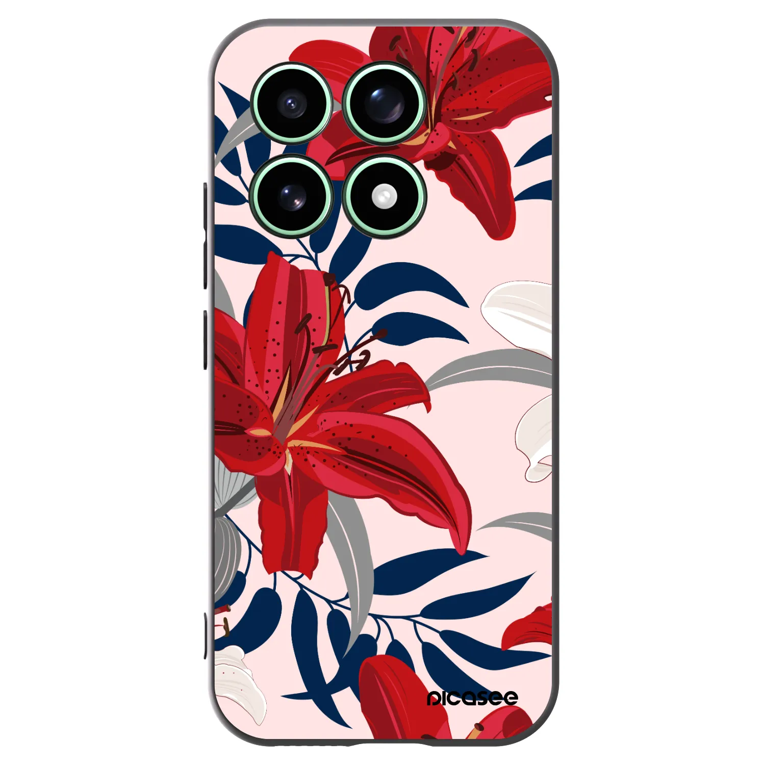 Picasee silikonowe czarne etui na Xiaomi 17 - Red Lily