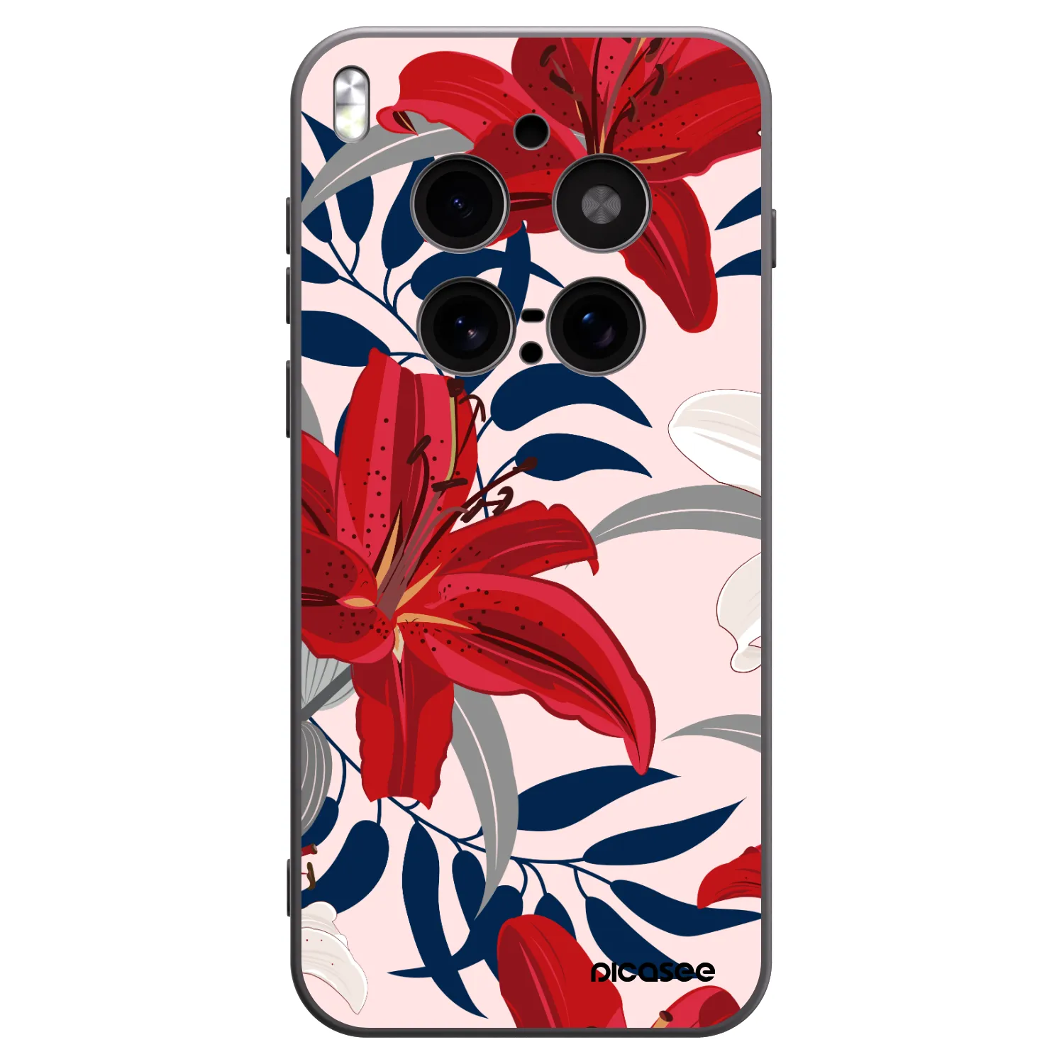Picasee silikonowe czarne etui na Vivo X300 Pro - Red Lily