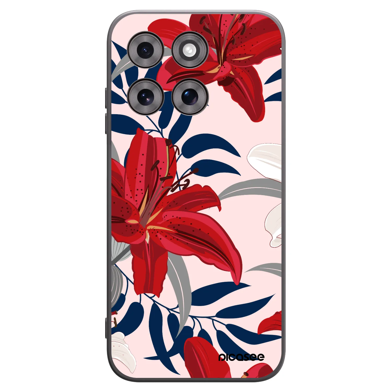 Picasee silikonowe czarne etui na Motorola Moto G77 - Red Lily