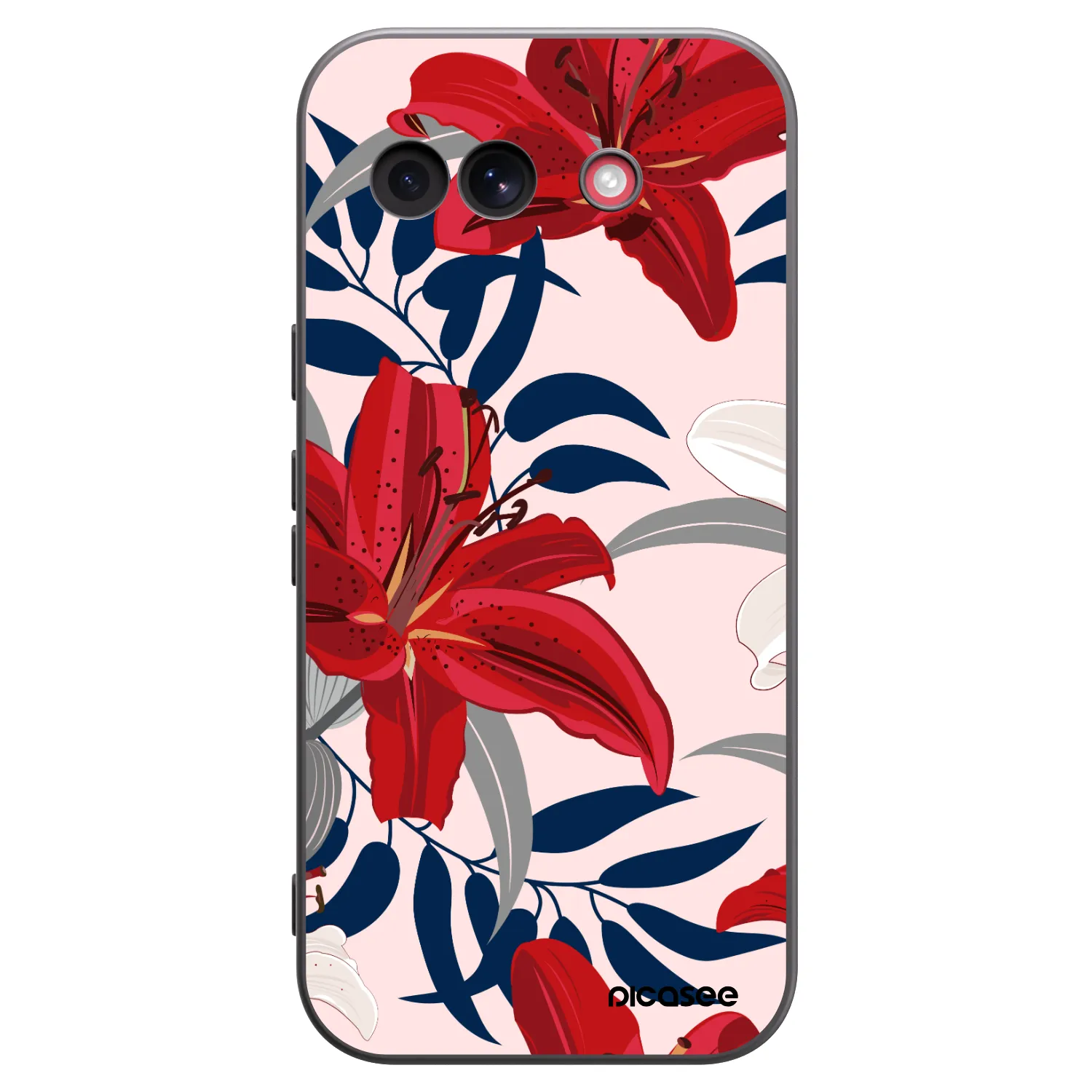 Picasee silikonowe czarne etui na Google Pixel 10a - Red Lily