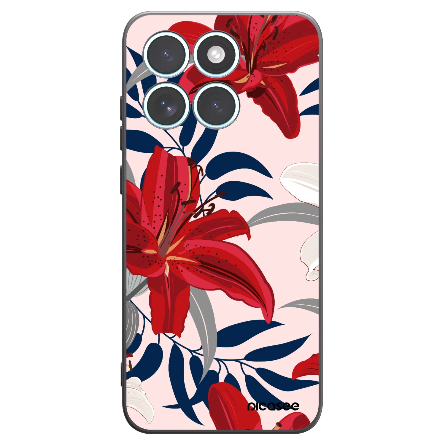 Picasee silikonowe czarne etui na Motorola Edge 70 Fusion - Red Lily