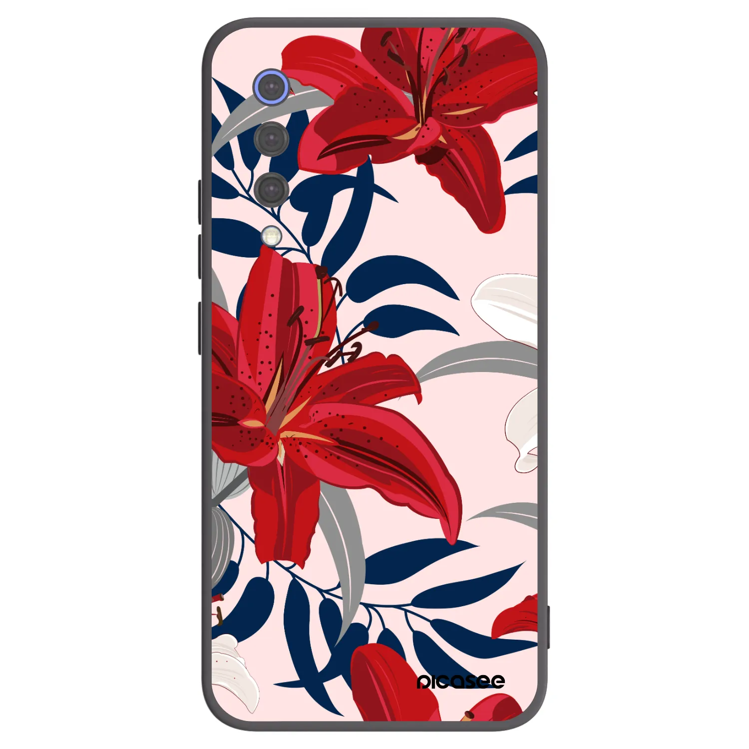 Picasee silikonowe czarne etui na Xiaomi Mi 9 SE - Red Lily
