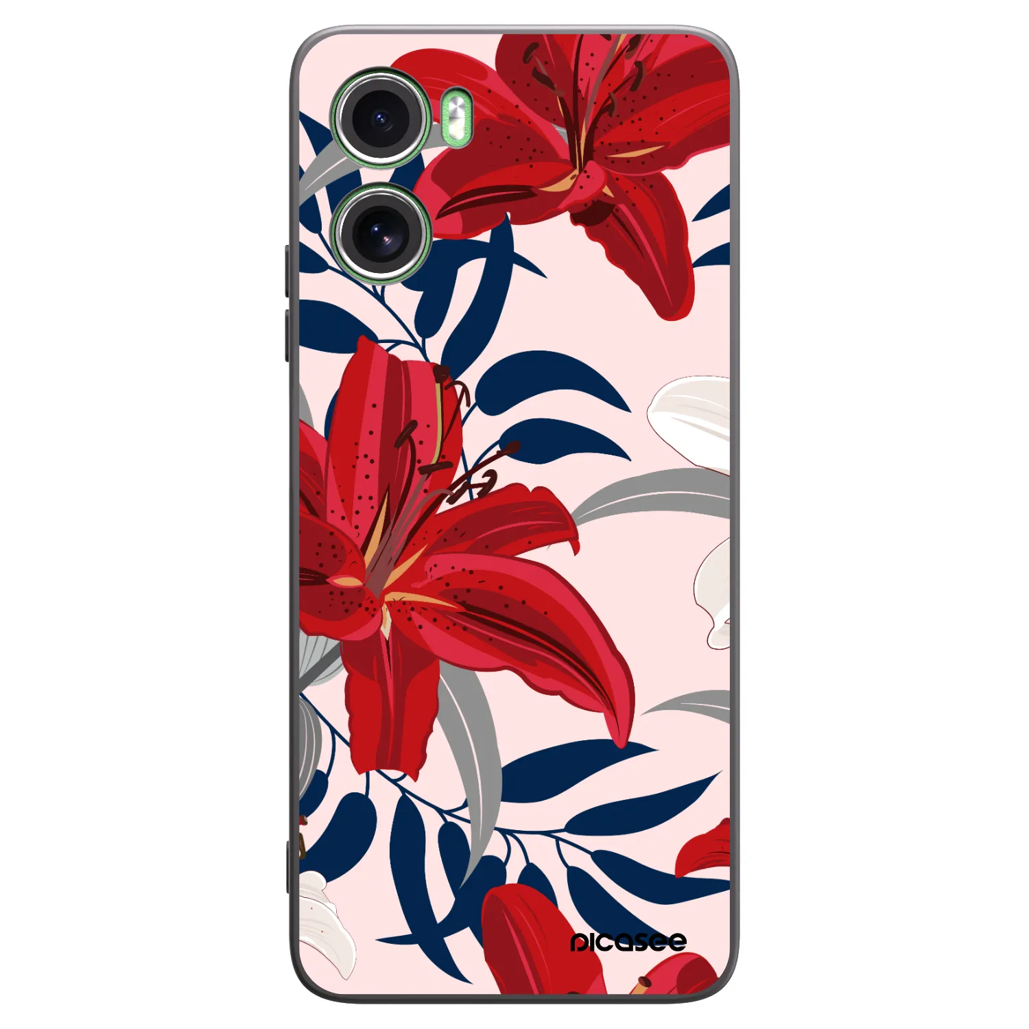 Picasee silikonowe czarne etui na Motorola Moto G06 - Red Lily