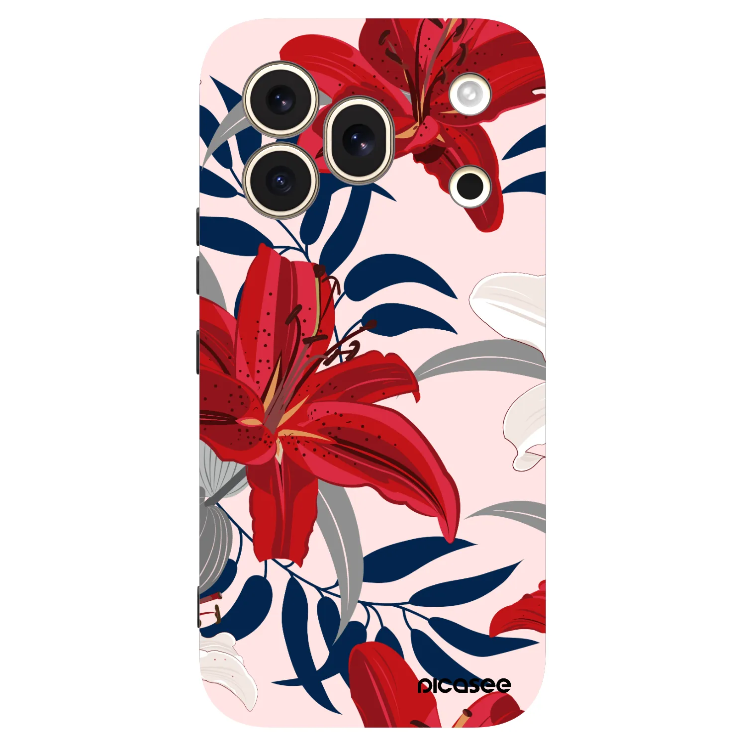 Picasee silikonowe czarne etui na Honor 600 Pro - Red Lily