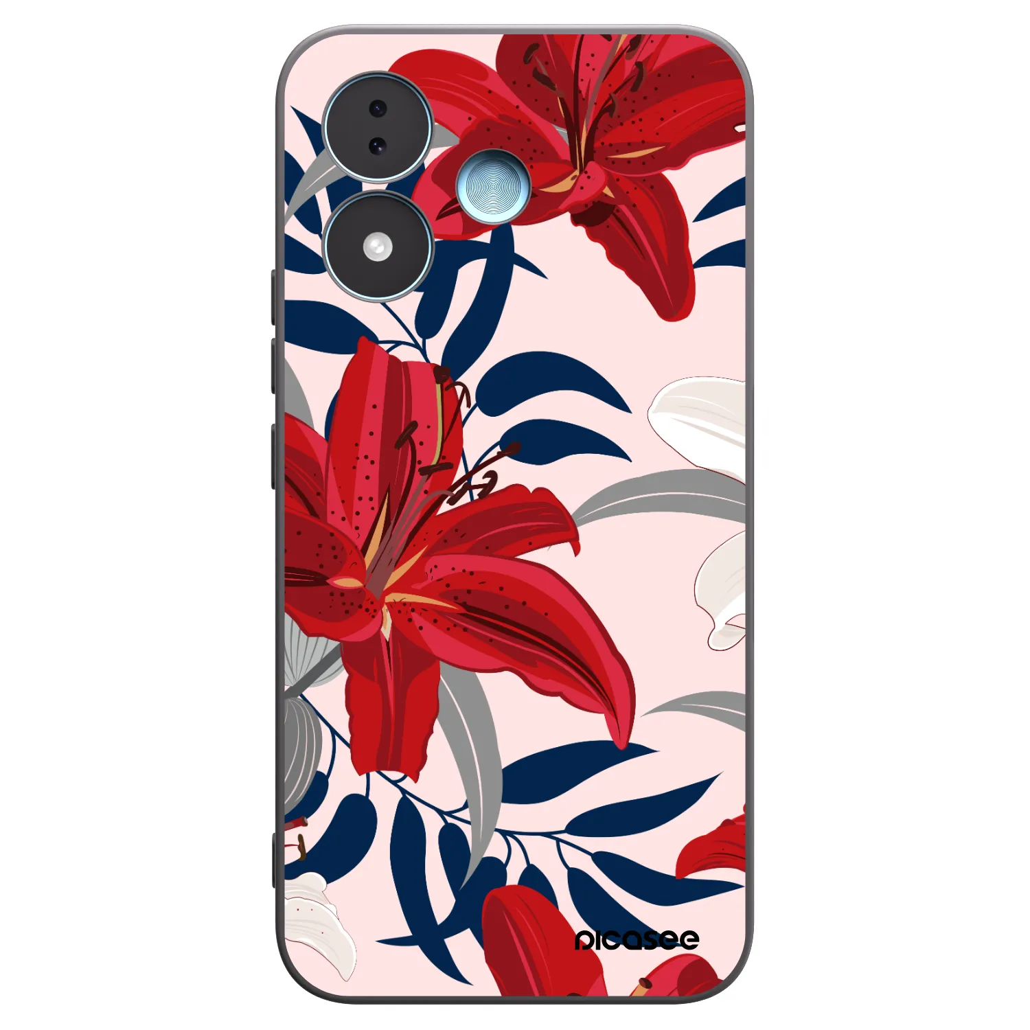 Picasee silikonowe czarne etui na Xiaomi Redmi Note 17 5G - Red Lily