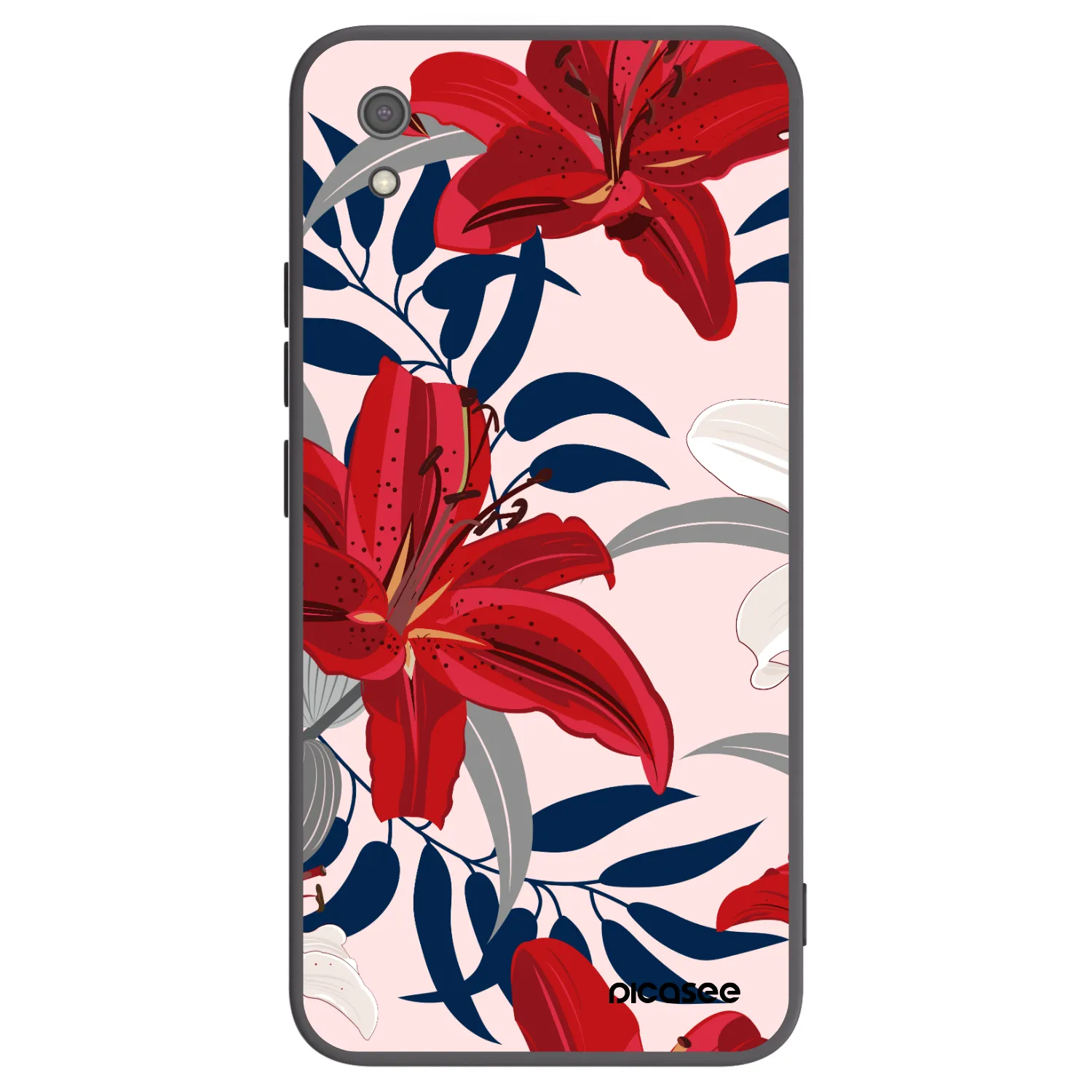 Picasee silikonowe czarne etui na Xiaomi Redmi 7A - Red Lily