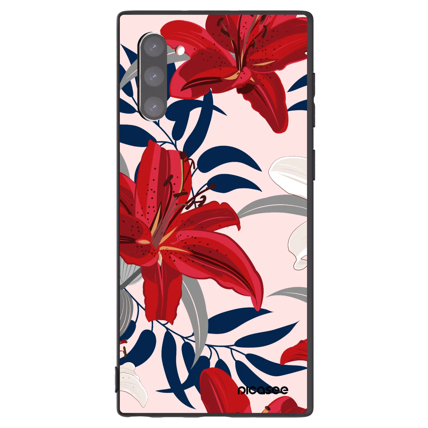 Picasee silikonowe czarne etui na Samsung Galaxy Note 10 N970F - Red Lily