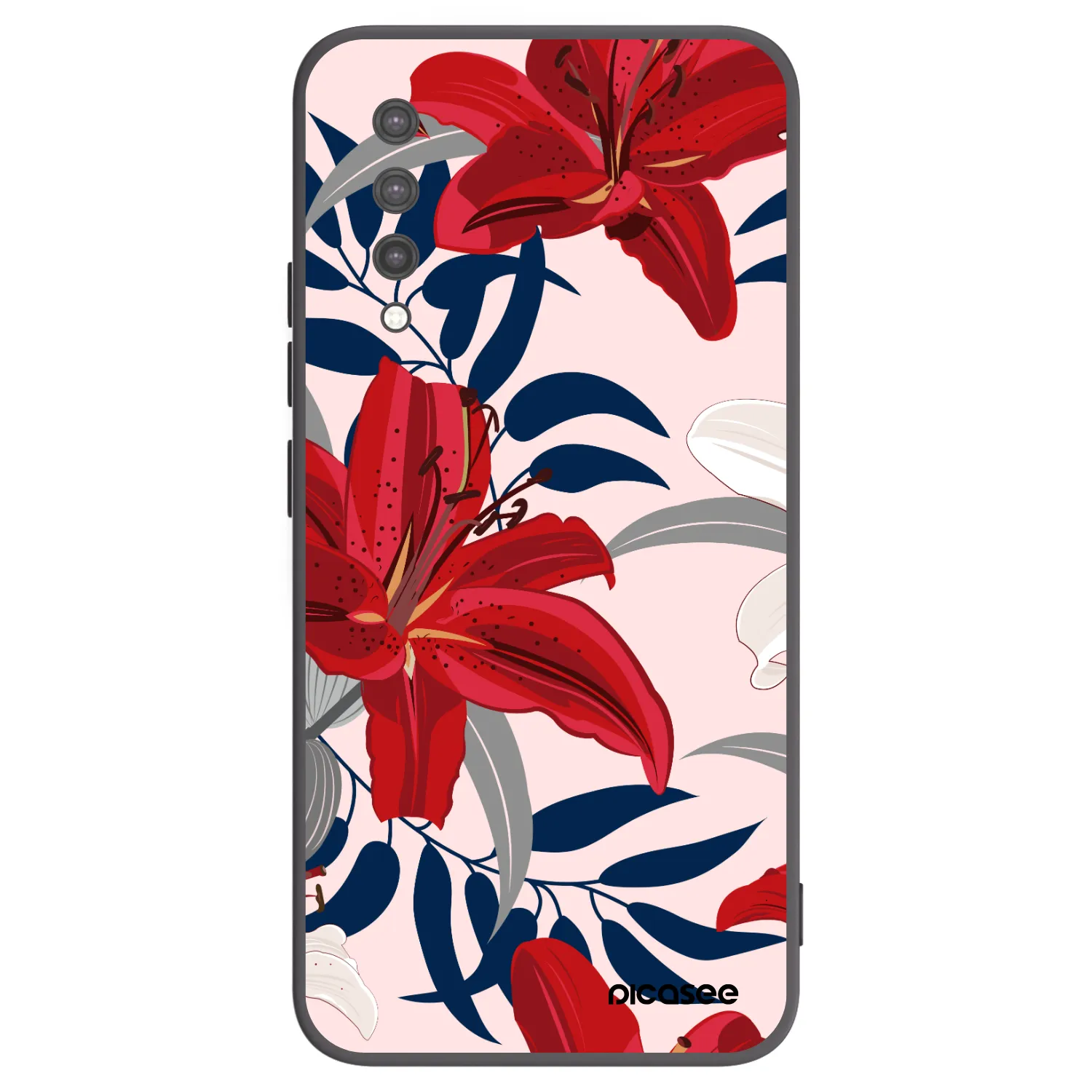 Picasee silikonowe czarne etui na Xiaomi Mi 9 Lite - Red Lily