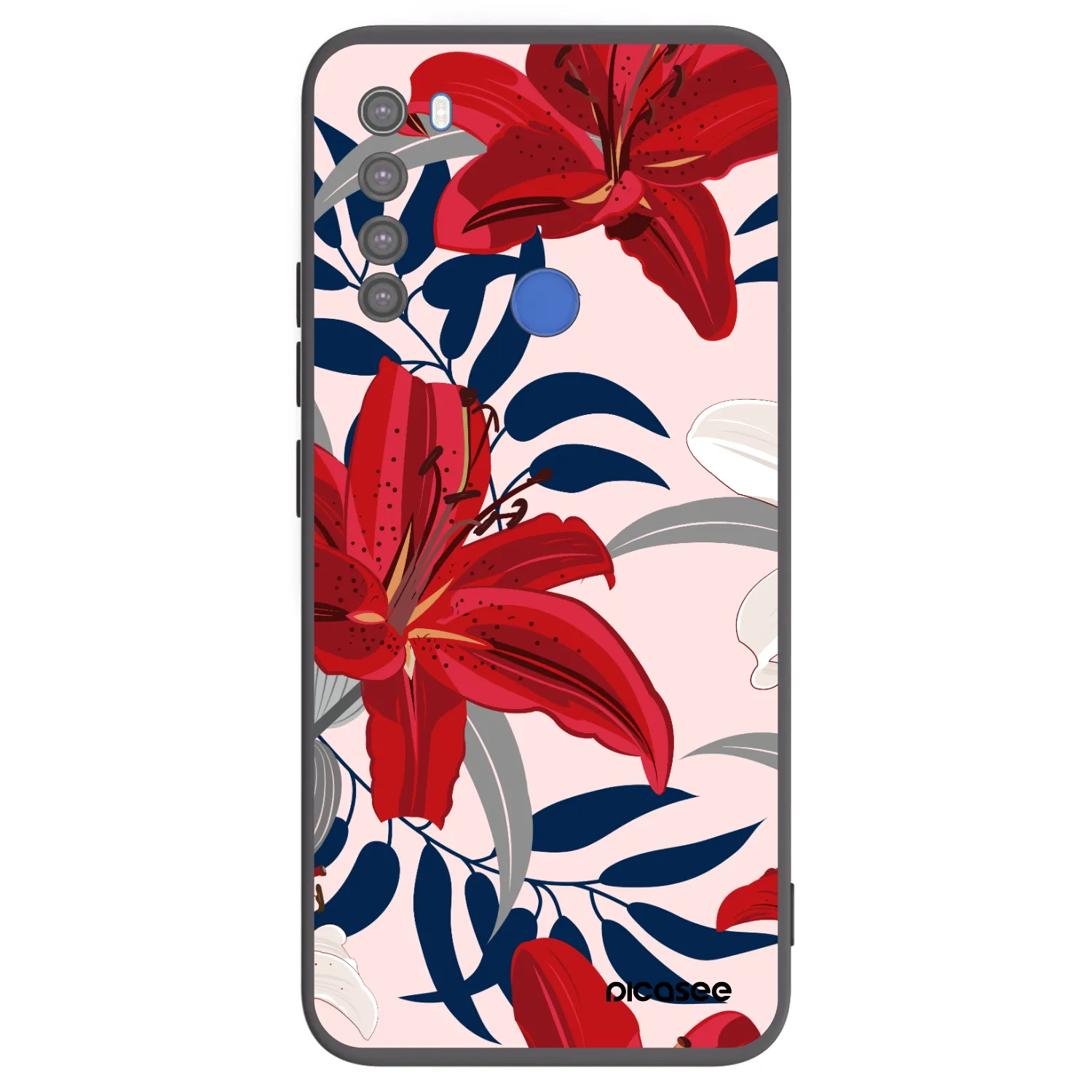 Picasee silikonowe czarne etui na Xiaomi Redmi Note 8T - Red Lily