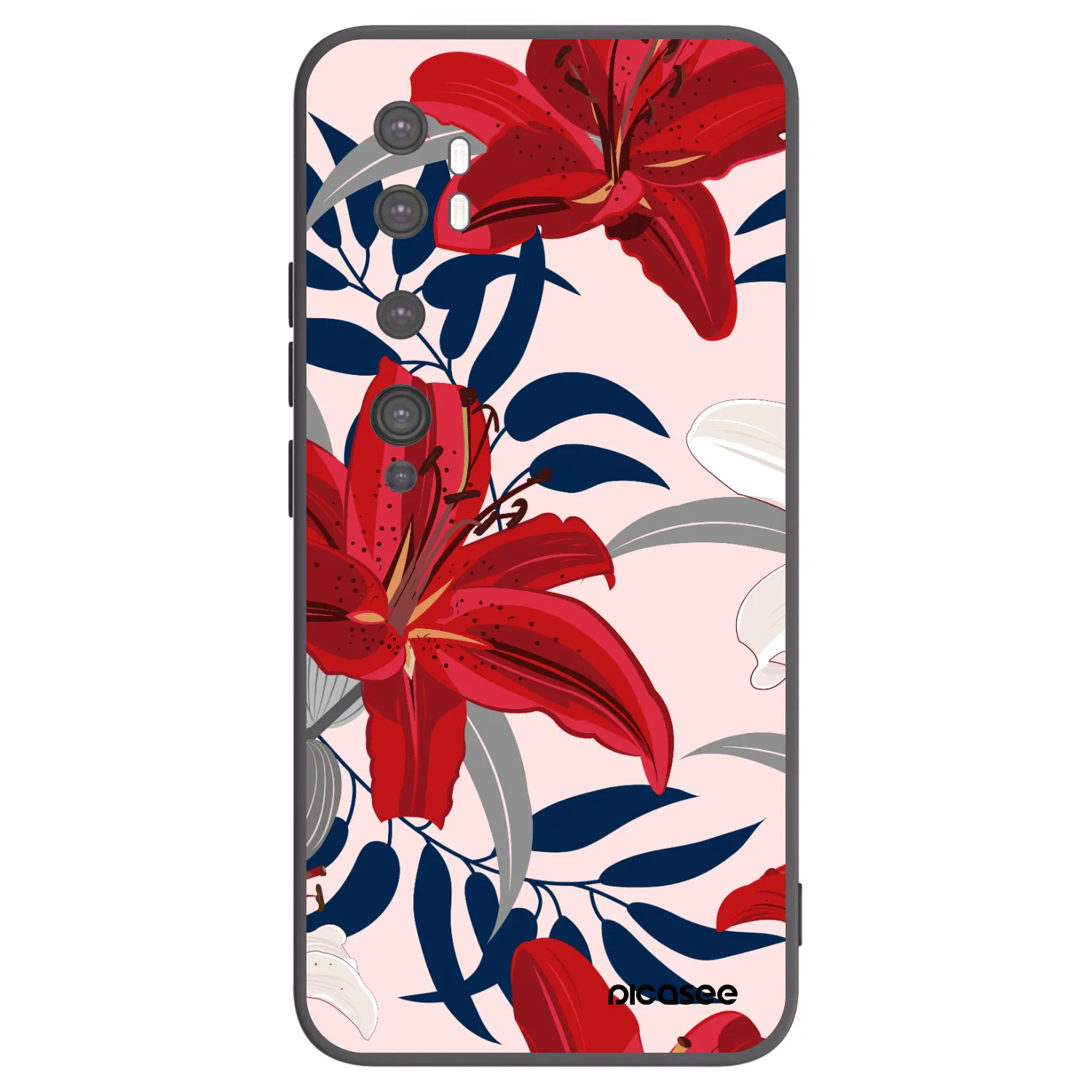 Picasee silikonowe czarne etui na Xiaomi Mi Note 10 (Pro) - Red Lily