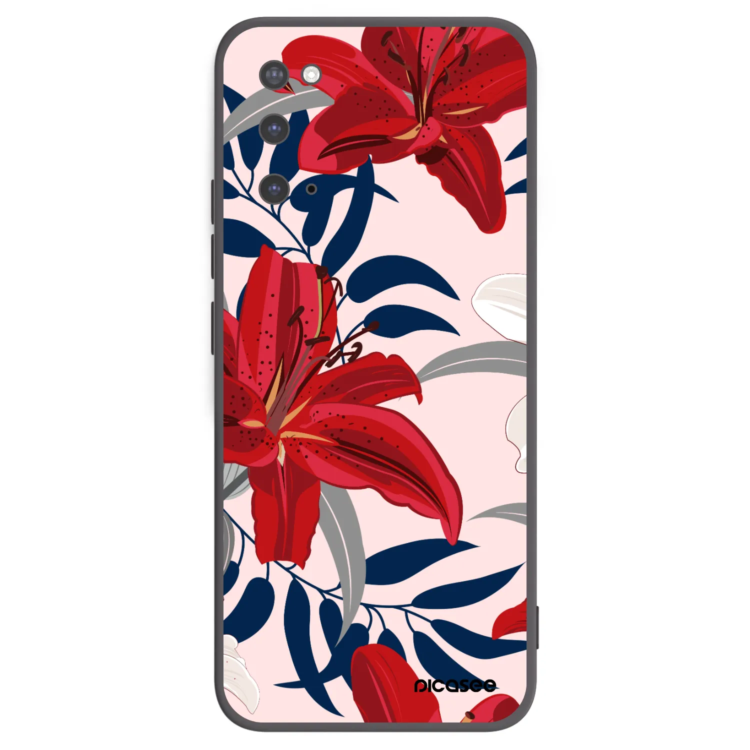 Picasee silikonowe czarne etui na Samsung Galaxy S20 G980F - Red Lily