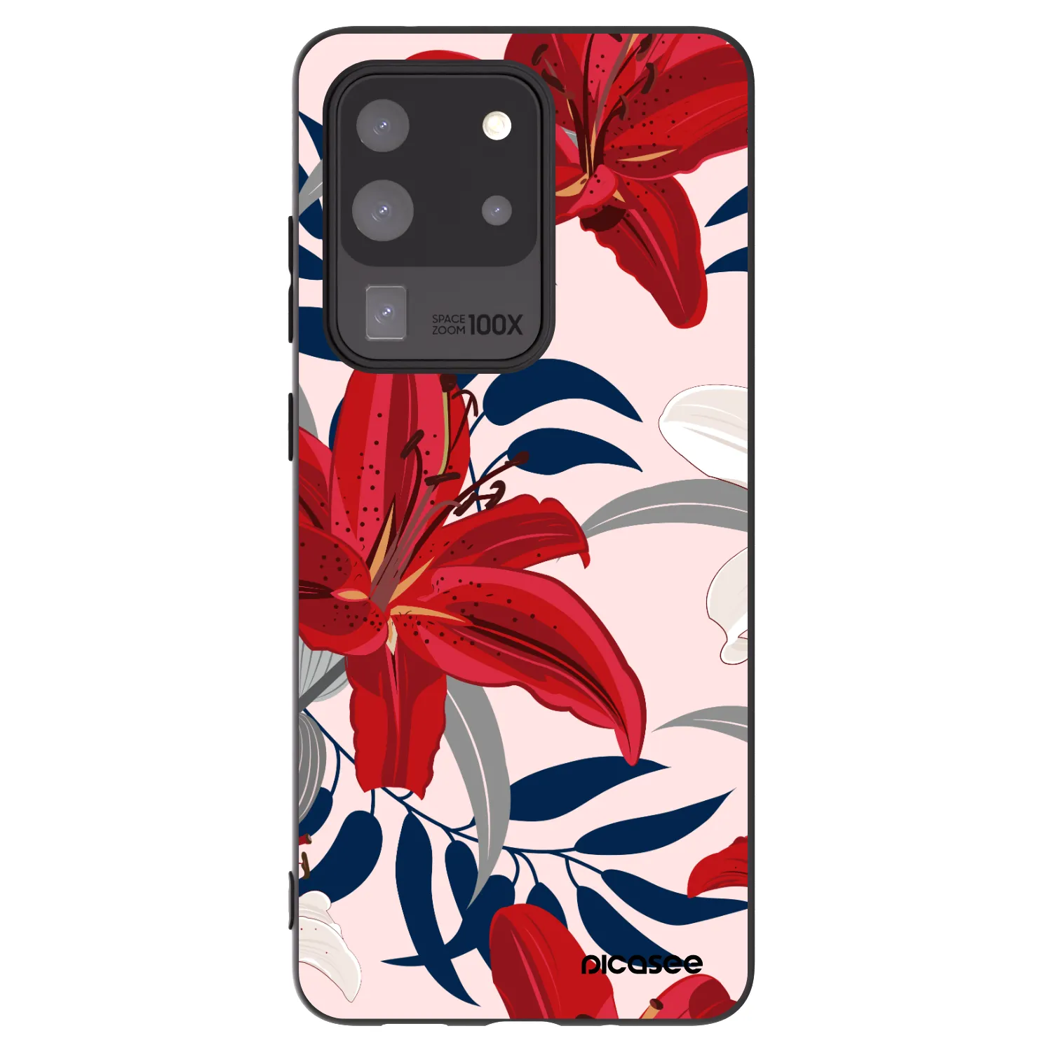 Picasee silikonowe czarne etui na Samsung Galaxy S20 Ultra 5G G988F - Red Lily