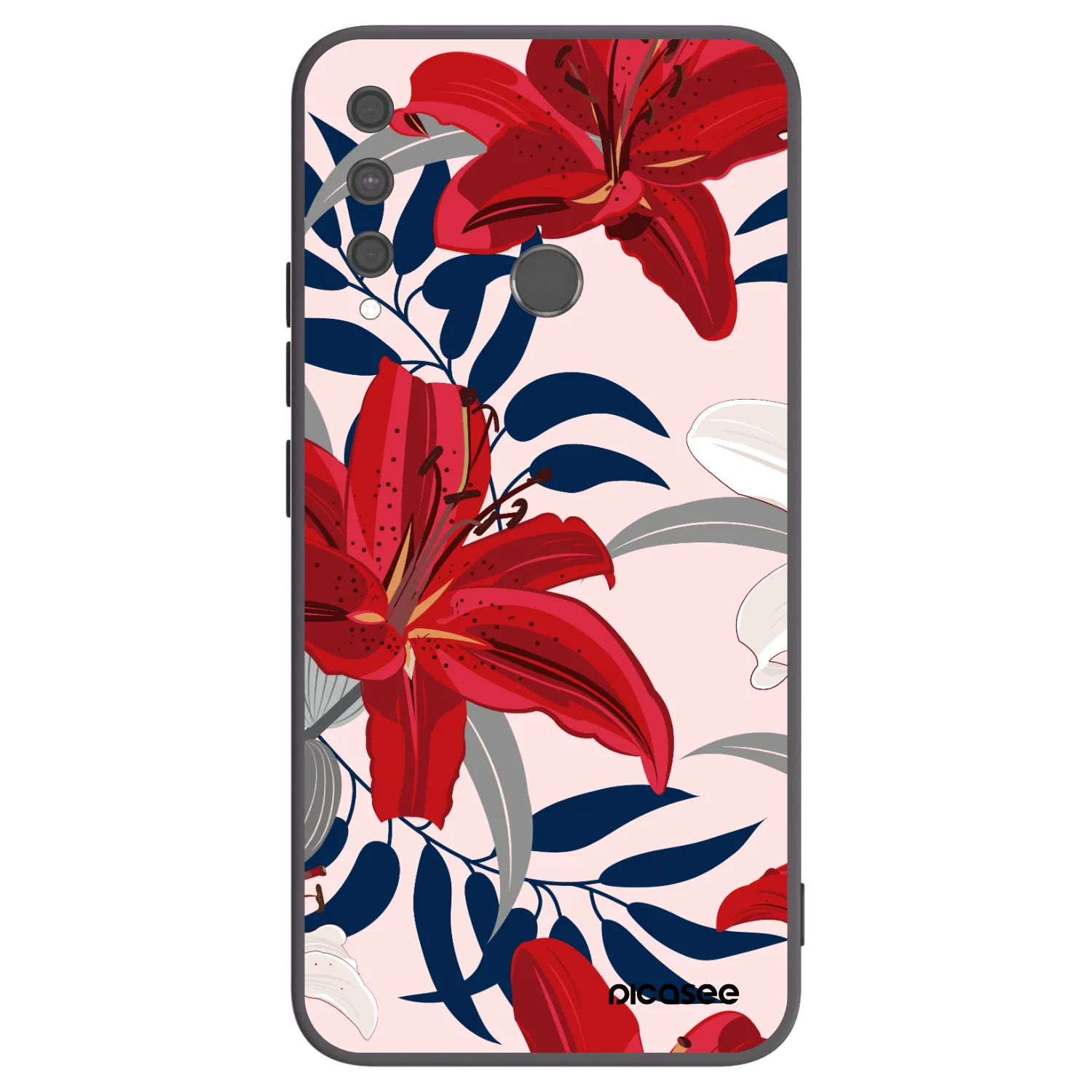 Picasee silikonowe czarne etui na Huawei P40 Lite E - Red Lily