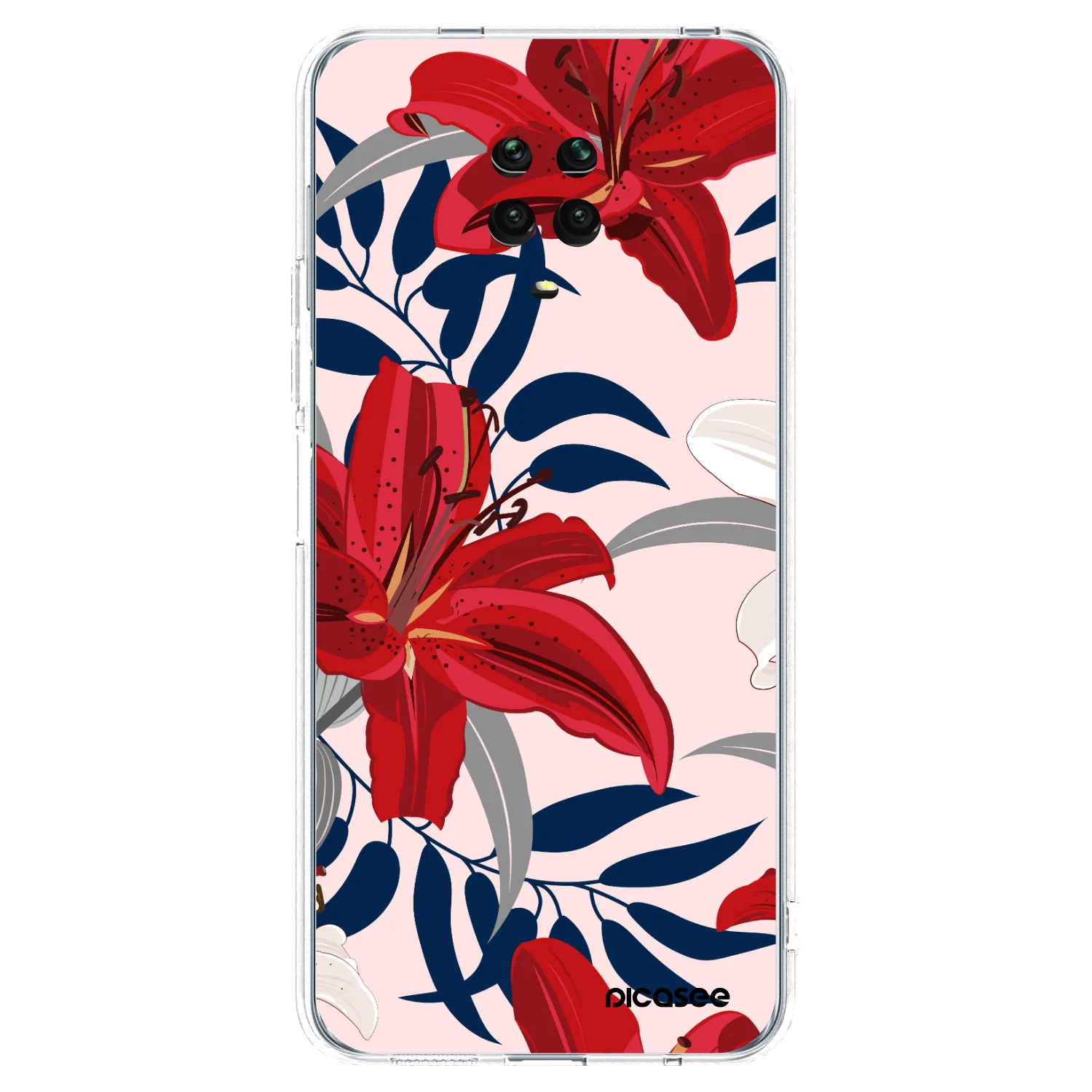Picasee silikonowe przeźroczyste etui na Xiaomi Redmi Note 9 Pro - Red Lily