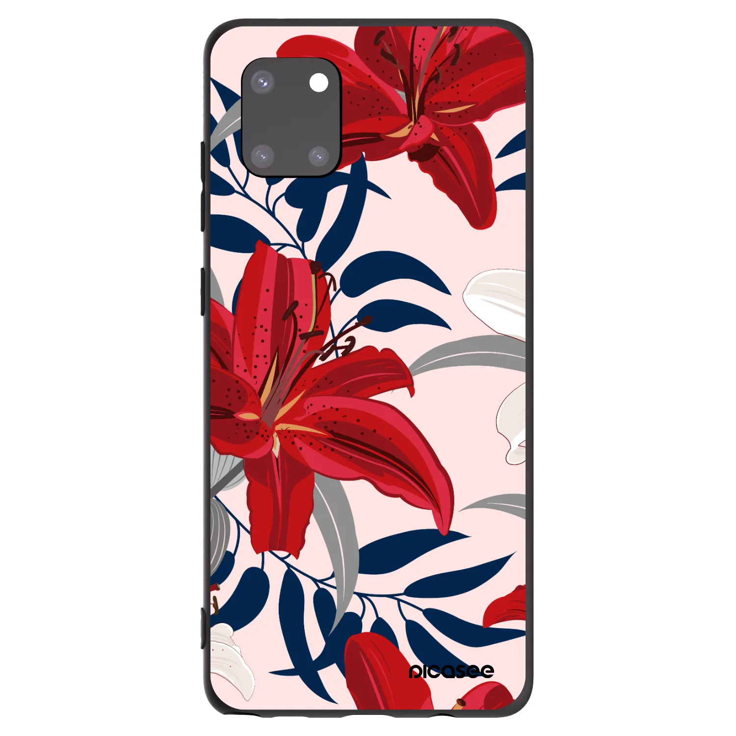 Picasee silikonowe czarne etui na Samsung Galaxy Note 10 Lite N770F - Red Lily