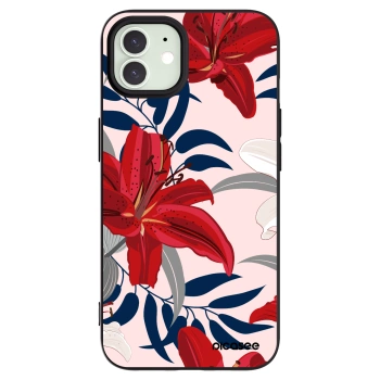 Picasee silikonowe czarne etui na Apple iPhone 12 - Red Lily