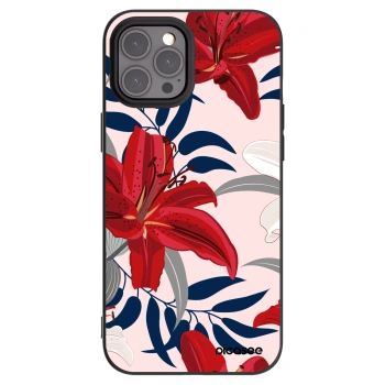 Picasee silikonowe czarne etui na Apple iPhone 12 Pro Max - Red Lily