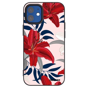 Picasee silikonowe czarne etui na Apple iPhone 12 mini - Red Lily