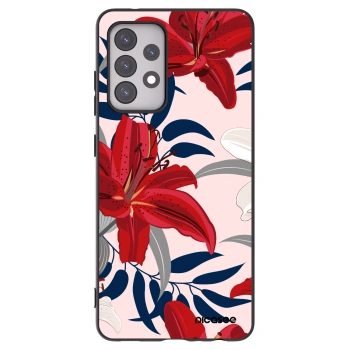 Picasee silikonowe czarne etui na Samsung Galaxy A52 5G A525F - Red Lily