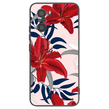 Picasee silikonowe czarne etui na Xiaomi Poco F3 - Red Lily