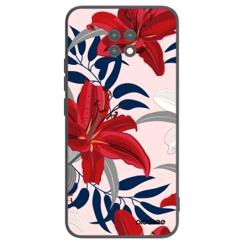 Picasee silikonowe czarne etui na Xiaomi Redmi Note 9T - Red Lily