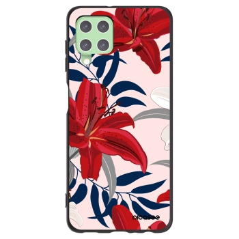 Picasee silikonowe czarne etui na Samsung Galaxy A22 A225F 4G - Red Lily