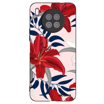 Picasee silikonowe czarne etui na Huawei Nova 8i - Red Lily