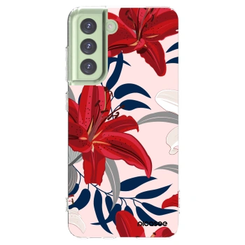 Picasee silikonowe przeźroczyste etui na Samsung Galaxy S21 FE 5G - Red Lily