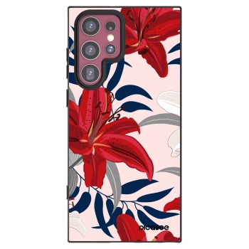 Picasee silikonowe czarne etui na Samsung Galaxy S22 Ultra 5G - Red Lily