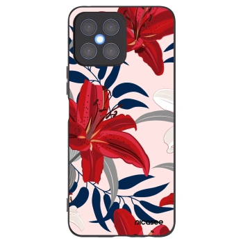 Picasee silikonowe czarne etui na Honor X8 4G - Red Lily