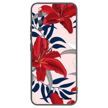 Picasee silikonowe czarne etui na Sony Xperia 10 IV 5G - Red Lily
