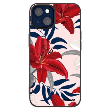 Picasee silikonowe czarne etui na Apple iPhone 14 - Red Lily