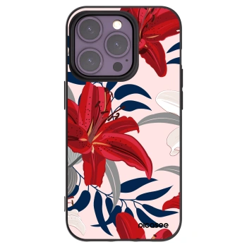 Picasee silikonowe czarne etui na Apple iPhone 14 Pro - Red Lily