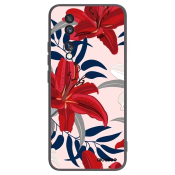 Picasee silikonowe czarne etui na Honor 70 - Red Lily