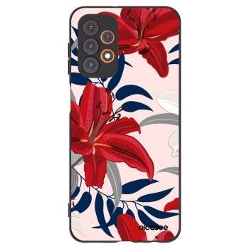Picasee silikonowe czarne etui na Samsung Galaxy A23 A235F 4G - Red Lily
