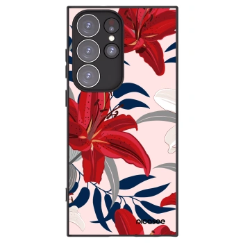 Picasee silikonowe czarne etui na Samsung Galaxy S23 Ultra 5G - Red Lily
