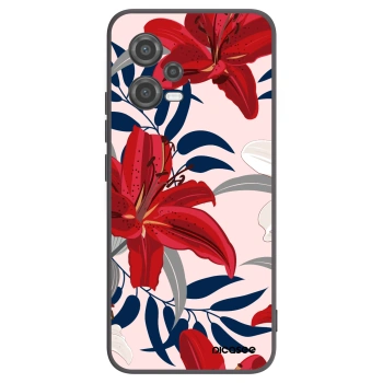 Picasee silikonowe czarne etui na Xiaomi Poco X5 - Red Lily